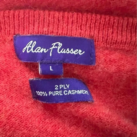 Alan Flusser Men's V-Neck 2 Ply Cashmere Sweater Orange Pullover Sz L - Picture 4 of 6
